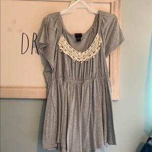 Torrid size 2 Grey w/ lace detail Blouse